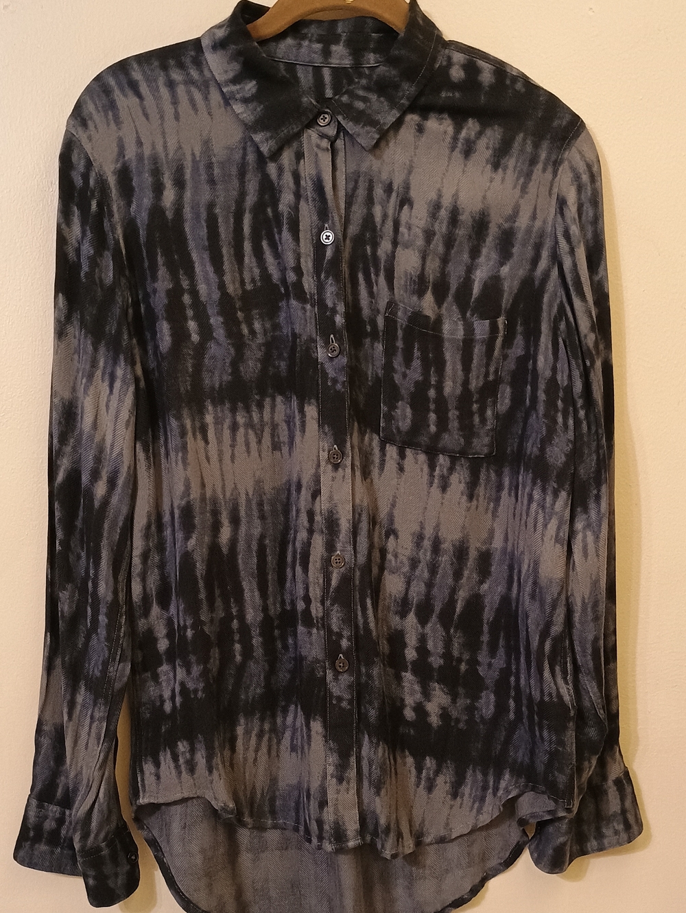 NWOT RAILS Hunter Black Tie Dye Button Down Shirt Charcoal Small